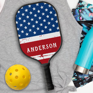 Raquette De Pickleball Drapeau Américain Personnalisé Étoiles Frappes Pat