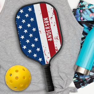Raquette De Pickleball Drapeau Américain Personnalisé Étoiles Patriotique