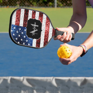 Raquette De Pickleball Drapeau américain rouge blanc brillant parties sci