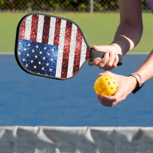 Raquette De Pickleball drapeau américain rouge blanc brillant parties sci