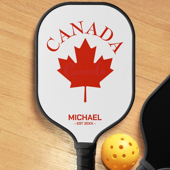 Raquette De Pickleball Drapeau canadien rouge et blanc du Canada (Canada Canadian flag maple leaf pickleball paddle)