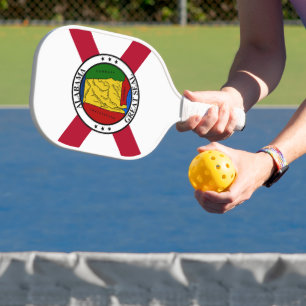 Raquette De Pickleball Drapeau d'État/sceau d'État de l'Alabama superposé