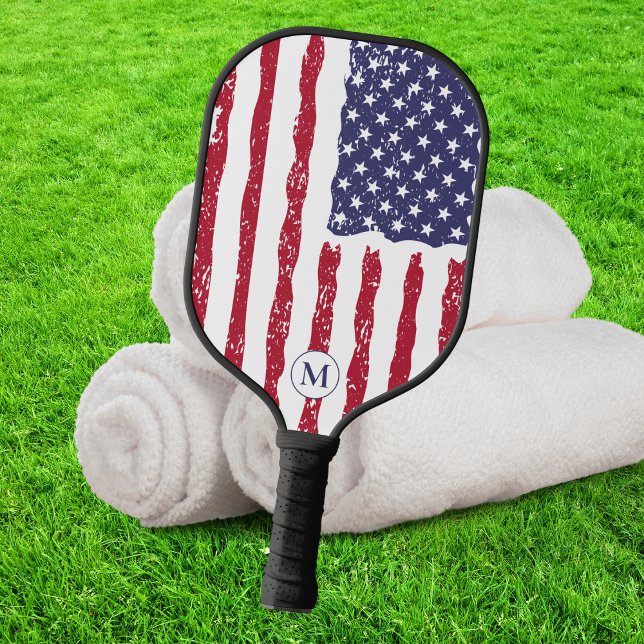 Raquette De Pickleball Drapeau rustique américain (Créateur téléchargé)