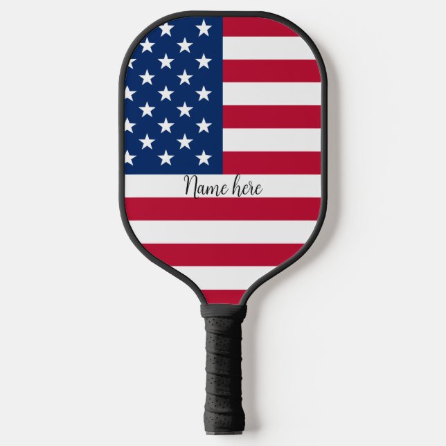 Raquette De Pickleball Drapeau Usa & votre nom (Recto)