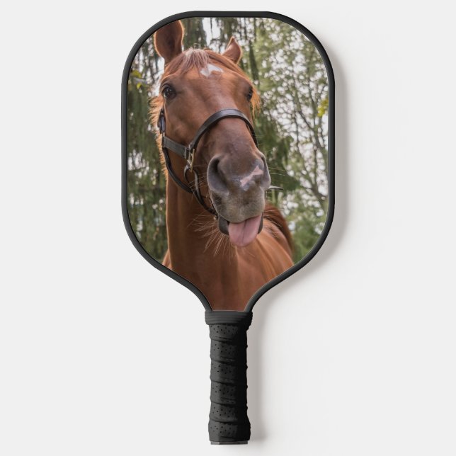 Raquette De Pickleball Drôle Cute Horse Photo (Recto)