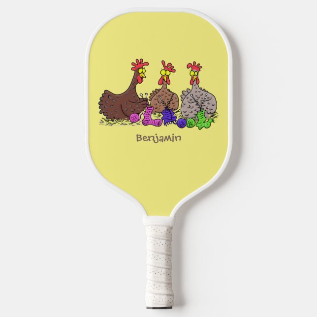 Raquette De Pickleball Drôle dessin animé de poulets de tricot (Recto)