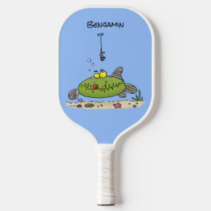 Raquette De Pickleball Drôle gras affamé poisson vert dessin de pêche