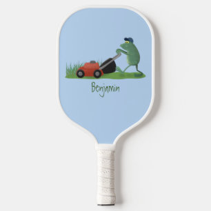 Raquette De Pickleball Drôle grenouille verte tondre la pelouse dessin