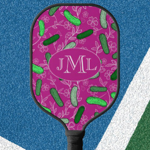 Raquette de Pickleball Drôle Rose Avec Monogramme