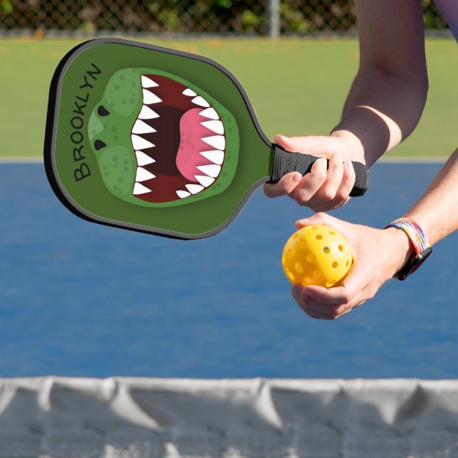 Raquette De Pickleball Drôle T Rex dinosaure bouche dessin animé illustra (Insitu)