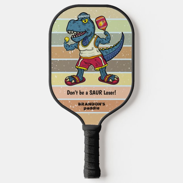 Raquette De Pickleball Drôle Tyrannosaurus Rex Retro Saur Loser Custom (Recto)
