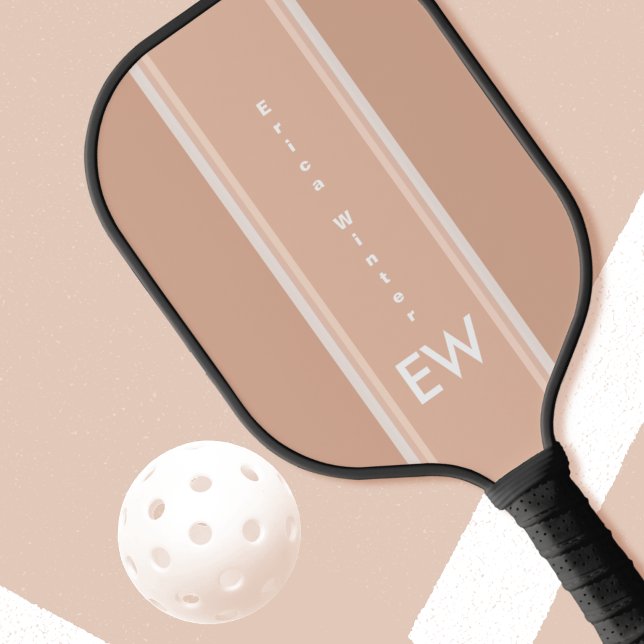 Raquette De Pickleball Dusty Rose rayures Feminine rose Monogramme (Créateur téléchargé)