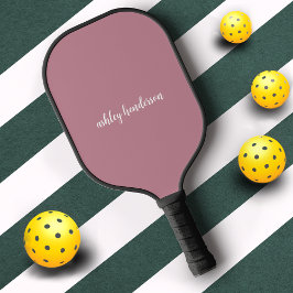 Raquette De Pickleball Élégant Chic Rose rose Monogramme Nom complet