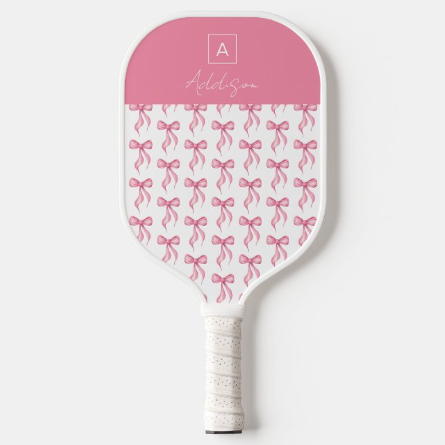 Raquette De Pickleball Élégant coquette rose monogramme de cou (Recto)