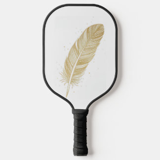 Raquette De Pickleball Elegant Golden Feather Illustration - Aesthetic Pi