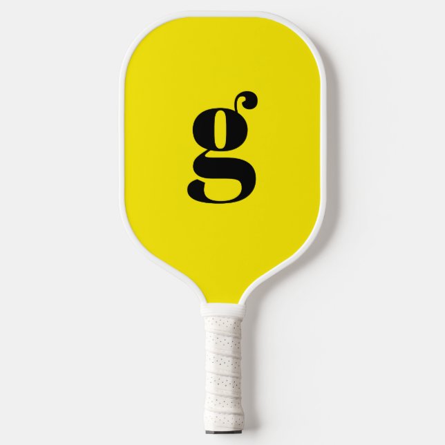 Raquette De Pickleball Élégant Gras Monogramme initial Canari Jaune (Recto)
