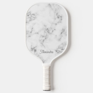 Raquette De Pickleball Élégant Marbre gris féminin Nom du client