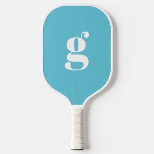 Raquette De Pickleball Élégant Monogramme Initial Gras Turquoise Moyen