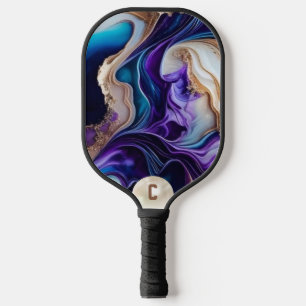 Raquette De Pickleball Elégant or & perle sur des perles Turquoises et vi