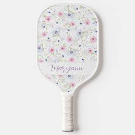 Raquette De Pickleball Elégant Pastel Blue Rose Fleurs Personnalisées