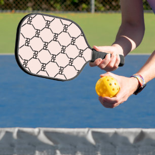 Raquette De Pickleball Élégant rose moderne fille Monogramme Motif initia