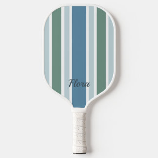 Raquette de Pickleball élégante rayée bleue et ver