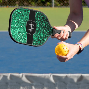 Raquette De Pickleball Emerald Green fausse parties scintillant scintille