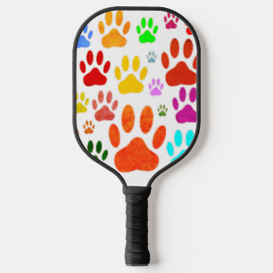 Raquette De Pickleball Empreintes de pattes de chiens colorés partout