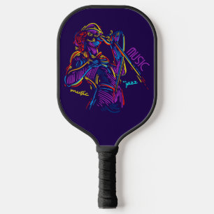 Raquette De Pickleball Enseigne musicale néon simulé coloré de jazz
