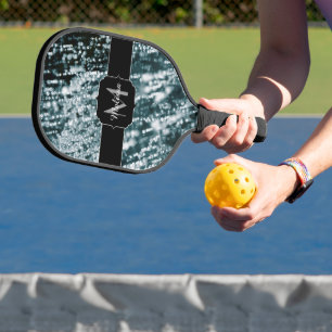 Raquette De Pickleball Étincelles d'argent Frozen Bulles de glace Monogra