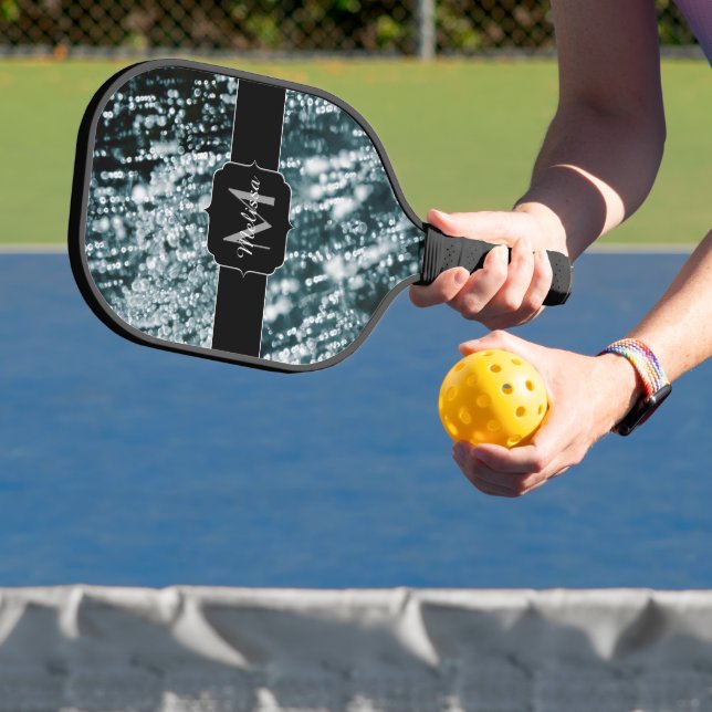 Raquette De Pickleball Étincelles d'argent Frozen Bulles de glace Monogra (Insitu)