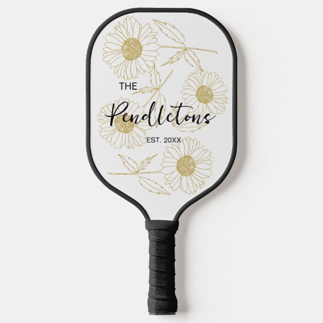 Raquette De Pickleball Farmhouse personnalisée Chic Tournesol (Recto)