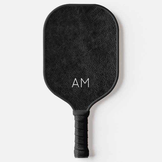 Raquette De Pickleball Fausse Marque de Monogramme à Deux Lettres en Cuir (Recto)