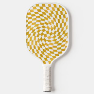Raquette De Pickleball Faux Retro Chèques à huile d'or Warped Checkerboar