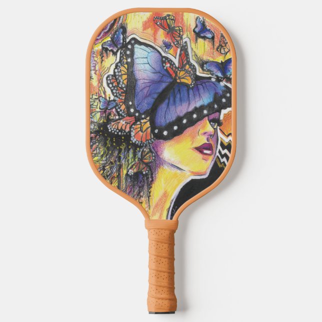 Raquette De Pickleball Fbattement Monogramme Papillons initiaux (Recto)