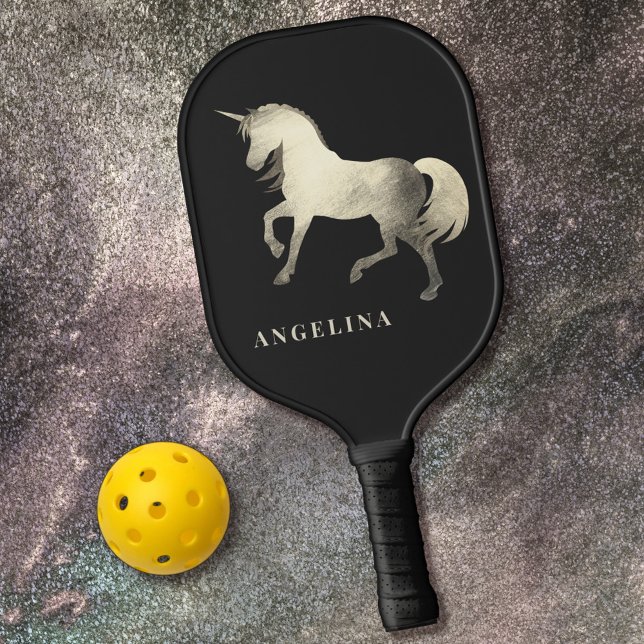 Raquette De Pickleball Feminine Classy Black Silver Unicorn Personnalisé (Créateur téléchargé)