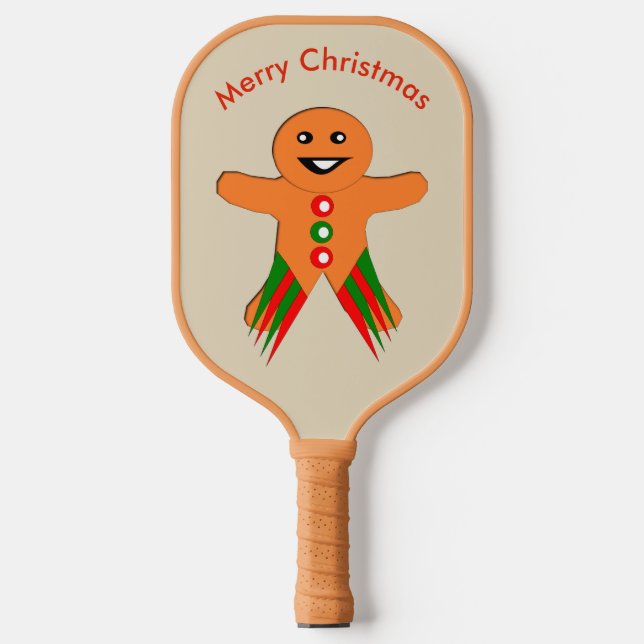 Raquette De Pickleball Fête de Noël Gingpain homme message personnalisé (Recto)