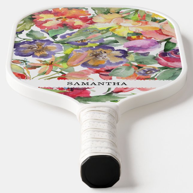 Raquette De Pickleball Fête florale d'été aquarelle (Poser)