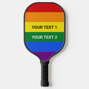 Raquette De Pickleball Fierté arc-en-ciel de texte personnalisé