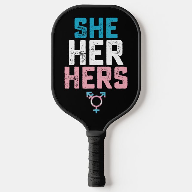 Raquette De Pickleball Fierté LGBT Elle A Ses Prononononounes Transgenres (Recto)