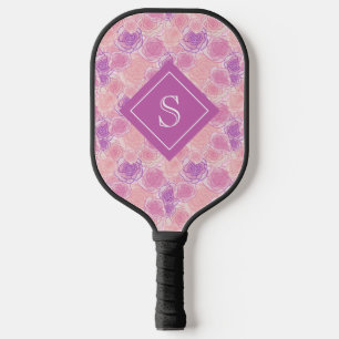Raquette De Pickleball Fille Joli rose Fleurs pourpres Personnalisées