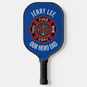 Raquette De Pickleball Firefighter Nom de texte personnalisé Personnalisé