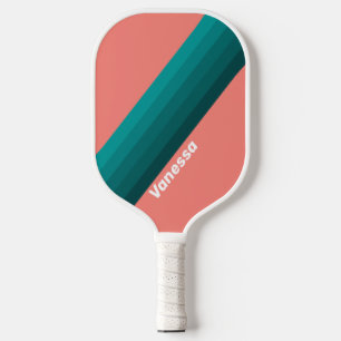 Raquette De Pickleball Flamingo Aqua Rayures avec Nom