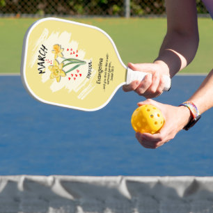 Raquette De Pickleball Fleur de naissance de mars chrétien Jonquille