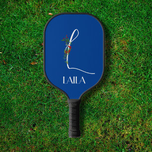 Raquette De Pickleball Fleur monogramme de calligraphie initiale L