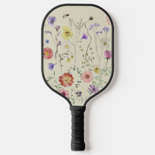 Raquette De Pickleball Fleur sauvage Pressé Fleurs Aquarelle Floral