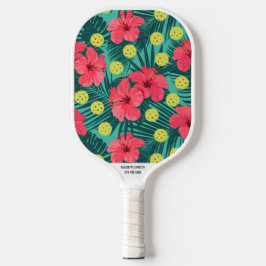 Raquette De Pickleball Fleur tropicale Imprimer Nom personnalisé Numéro d