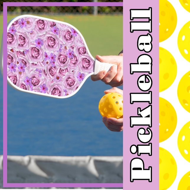 Raquette De Pickleball Fleurs de lavande violettes Collage Floral (Créateur téléchargé)