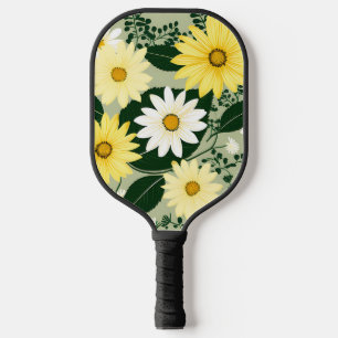 Raquette De Pickleball Fleurs Élégantes De Marguerites Jaunes Et Blanches