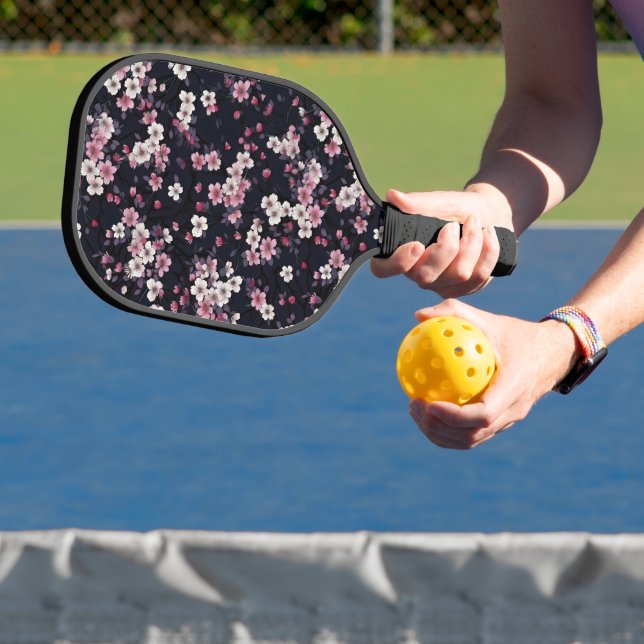 Raquette De Pickleball Fleurs Sakura Roses Noires, Design Motif, (Insitu)
